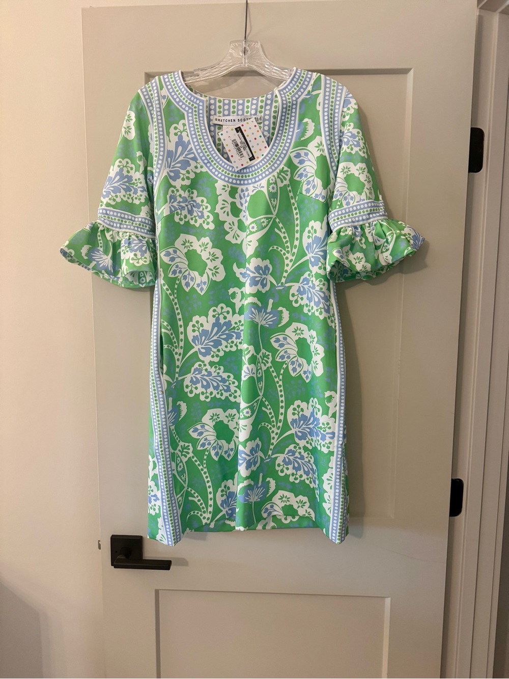 Gretchen Scott Designs Green Floral Shift Dress with Lavender Accents - Picture 7 of 7